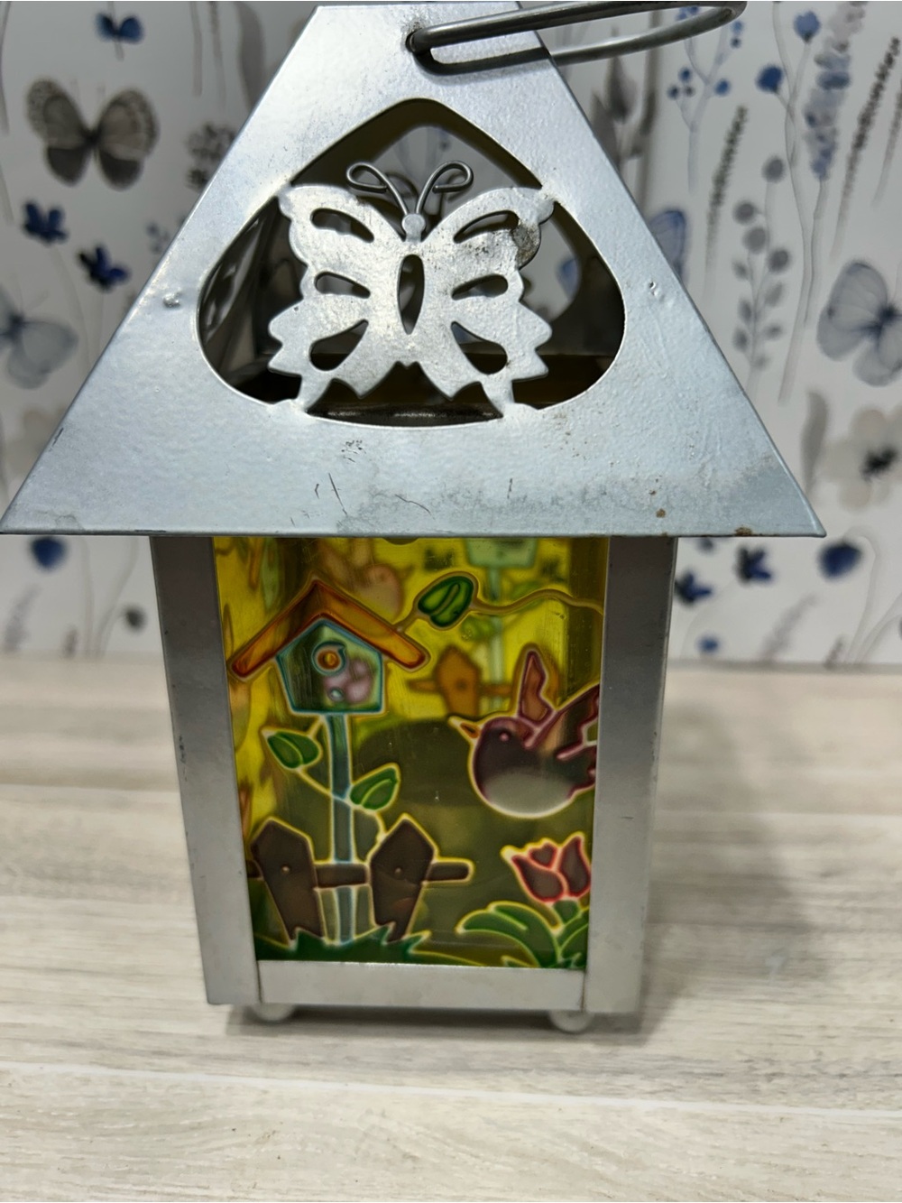 Butterfly Garden Lantern Birdhouse Floral Metal Decor